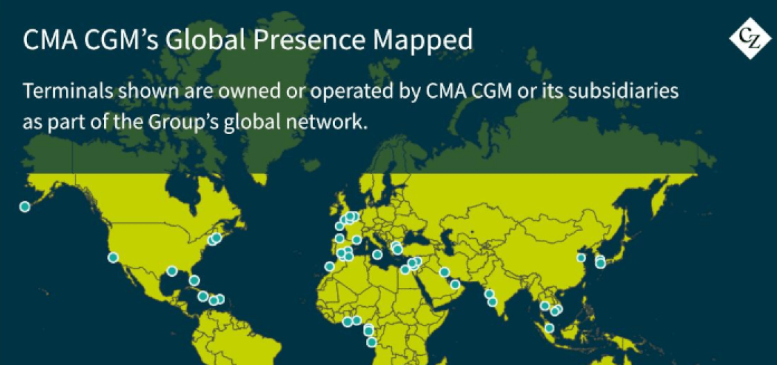 Presencia global de CMA CGM en el mapa